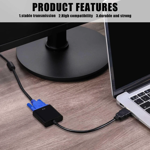 Alt view image 5 of 5 - Yunsailing 20 Pack HDMI to VGA Adapter Converter Bulk Gold Plated Black HDMI to VGA Cable Compatible with Raspberry Pi Computer Desktop Laptop Monitor HDTV Projector