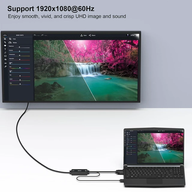Alt view image 5 of 7 - VGA to HDMI Cable with Audio 6 Feet 1080P Cable from VGA Computer/Laptop to HDMI Monitor/TV(Not Bidirectional)