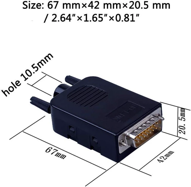 Alt view image 5 of 7 - DB15 Solderless Serial to 15-pin Port Terminal Male Adapter Connector Breakout Board with Case Long Bolts Nuts (2PCS Male)