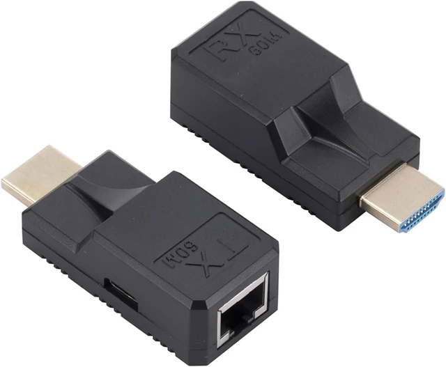 Alt view image 2 of 6 - 60M RJ45 to HDMI-Compatible Adapter with USB Power Cable 1080P HDMI-Compatible Extender Plug and Play Over Cat5e Cat6