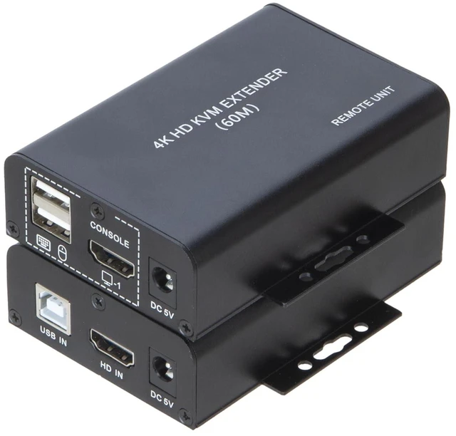 Main image of 60M HDMI KVM Extender Over Cat5e Cat6 4K30Hz HDMI USB KVM 60M Extender Transmit with Supports Dual Loop Output Function USB Keyboard Mouse Extension