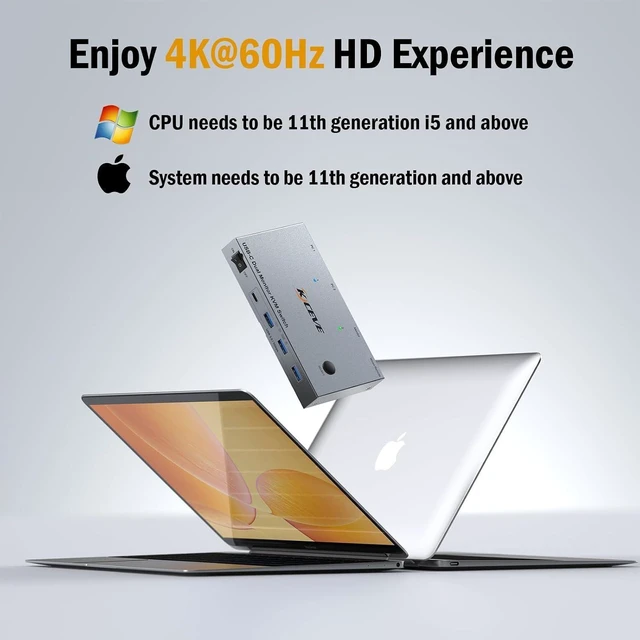 Alt view image 7 of 7 - 4K60Hz Dual Laptop USB C KVM Switch Dual Monitor, Share 4 USB 3.0 Devices & PD 80W Charging, Plug and Play with Wired Remote and 2 USB-C 3.1 Cables