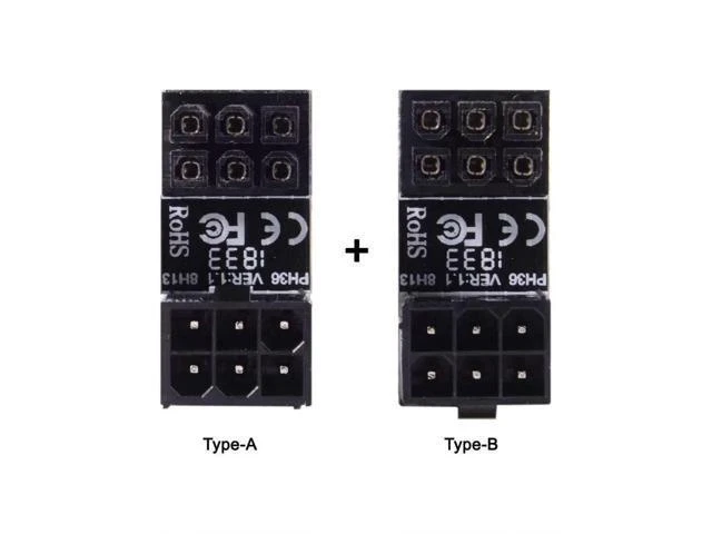 Alt view image 4 of 7 - 2 Pack 180 Degree Angled ATX 6Pin Male to Female GPU Power Adapter Connector, Graphics Card Right Angle Power Turn Plug