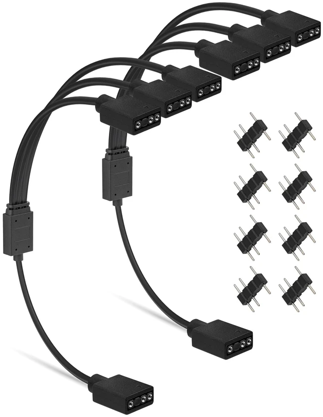 Alt view image 15 of 20 - 1-to-3 ARGB Splitter Cable, ARGB Cable, 5V 3 Pin Addressable RGB Extension Cable ARGB LED Sync Cable for Computer Chassis CPU Cooler and 5V ARGB Fan (2 Pack)