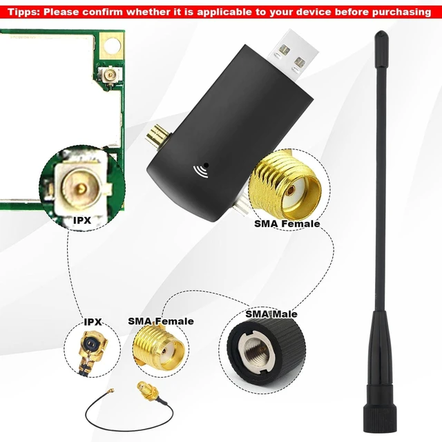 Alt view image 3 of 5 - 10dBi Meshtastic 915MHz LoRa Soft Whip Antenna kit (2 Sets), 7 inch Long Range SMA Male Omni Antenna + MHF1 Extension Cable Adapter Kaunosta