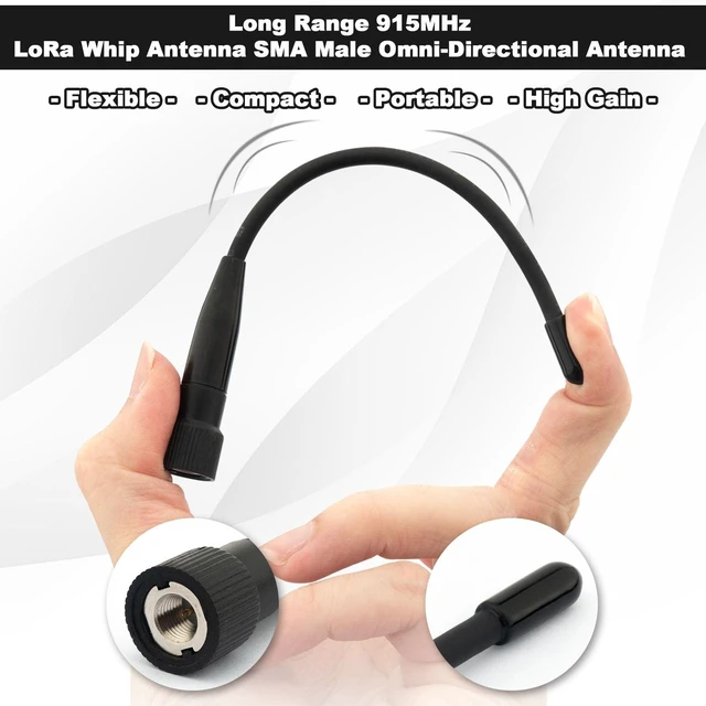 Alt view image 4 of 5 - 10dBi Meshtastic 915MHz LoRa Soft Whip Antenna kit (2 Sets), 7 inch Long Range SMA Male Omni Antenna + MHF1 Extension Cable Adapter Kaunosta