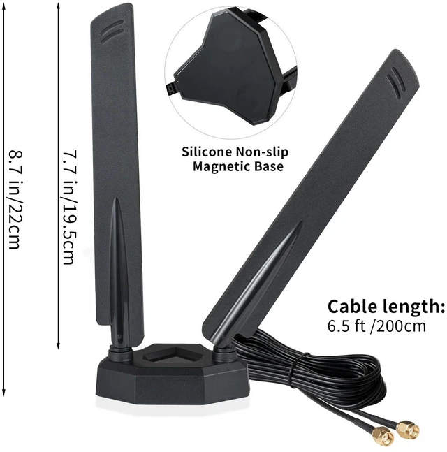 Alt view image 2 of 5 - WiFi 7 WiFi 6 WiFi 6e Antenna Magnetic Base Gaming WiFi Antenna for WiFi 7 Router PC Desktop Computer PCI-E WiFi Card WiFi 7 AORUS Gigabyte Gaming Motherboard, Eifagur