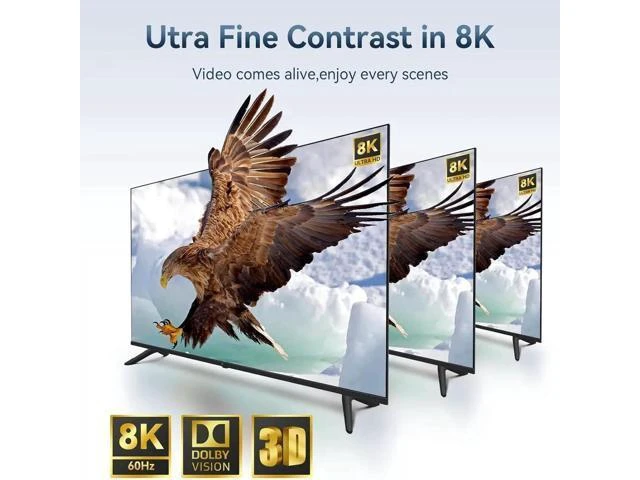 Alt view image 3 of 7 - HDMI 2.1 1 in 2 Out Splitter 8K@60Hz 4K@120Hz 48Gbps Mirror Dual Monitor Splitter with 3.5mm Audio Extractor EDID HDCP2.3 Dolby Vision HDR10+ 3D for PS5 SkyQ Xbox NVIDIA AMD Switch