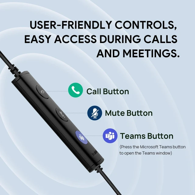 Alt view image 4 of 5 - Yealink UH34 USB Headset with Noise Cancelling Mic, Work Headset for PC, Teams Certified Headphones for VoIP Phone Softphone, in Line Control