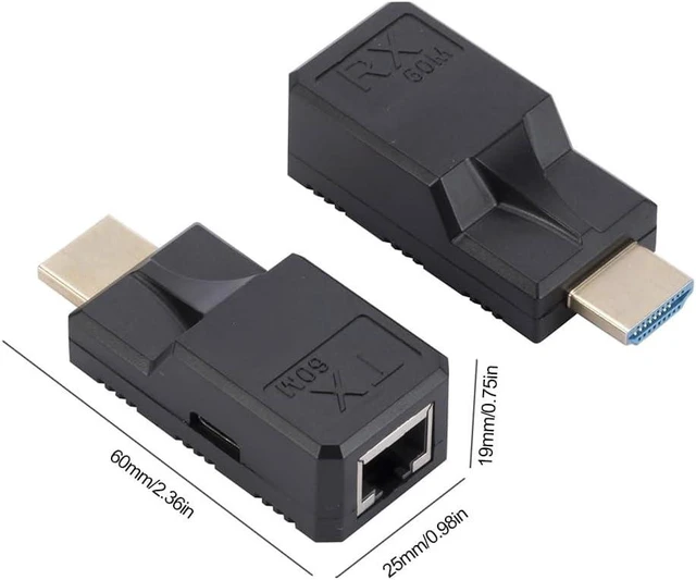 Alt view image 3 of 4 - 60M RJ45 to HDMI-Compatible Adapter with USB Power Cable 1080P HDMI-Compatible Extender Plug and Play Over Cat5e Cat6