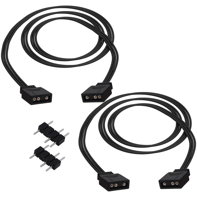 Alt view image 8 of 14 - ARGB Extension Cable 5V 3 Pin Addressable RGB Connector Adapter Extension Cable Synchronous Cord Wire for ARGB LED Fans-1M/3.3FT-2Pcs