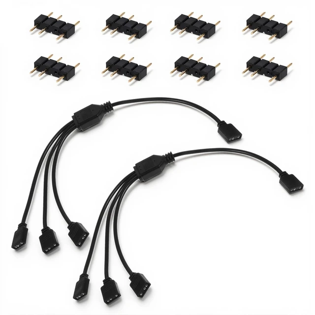 Alt view image 8 of 14 - 1-to-3 ARGB Splitter Cable, ARGB Extension Cables 2-Pack 5V 3 Pin Addressable RGB Extension Cable for Computer Chassis, CPU Heat Sink and 5V ARGB Fans, 2 Pack (11.8 Inches)