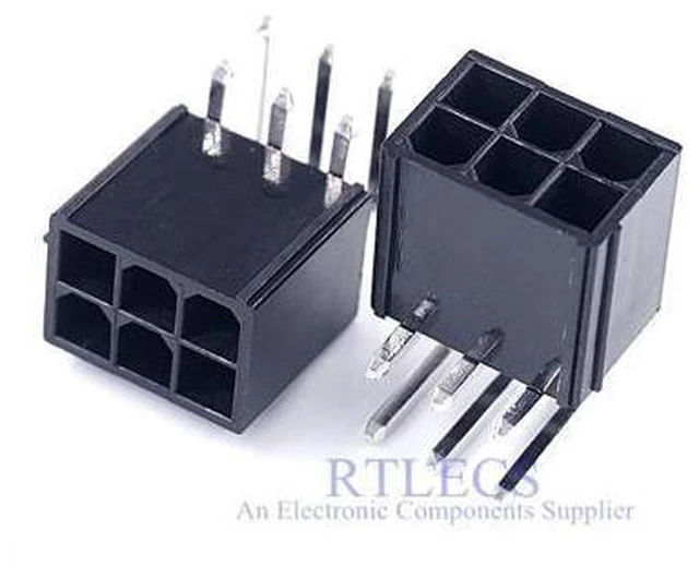 Main image of 5 pcs 4.2 mm 6 Pin Header Male Pin Graphics card GPU PCI-E PCIe Power connector Right Angle Through Hole 2 Square 4 Tapered
