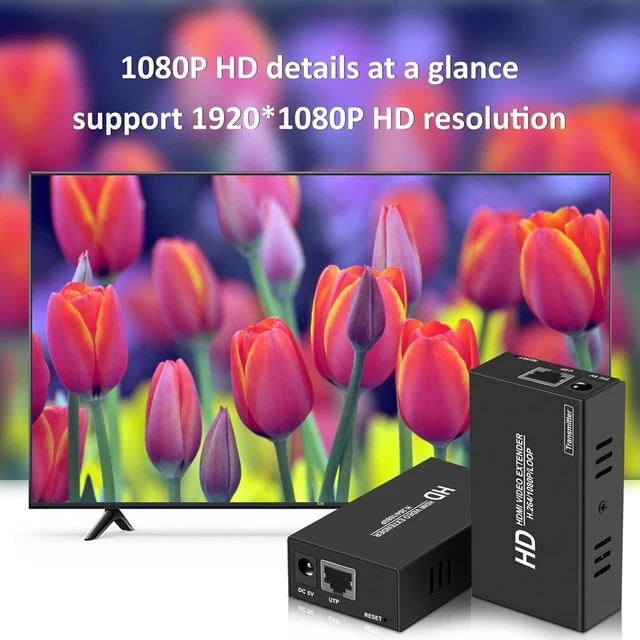 Alt view image 7 of 7 - Hdmi Over ethernet Extender Over cat5e/ Cat6/7 Upto 500 ft/150 m with Hdmi Local Loop Out, No Delay 1080p@60Hz Video hdmi Extender for TV