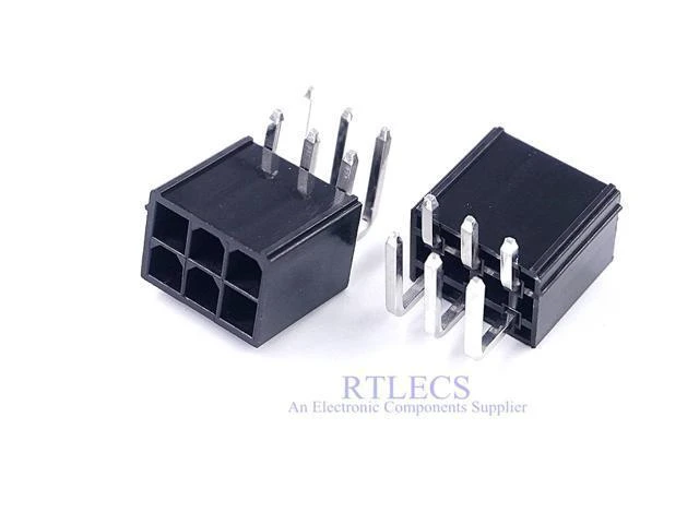 Alt view image 4 of 6 - 5 pcs 4.2 mm 6 Pin Header Male Pin Graphics card GPU PCI-E PCIe Power connector Right Angle Through Hole 2 Square 4 Tapered