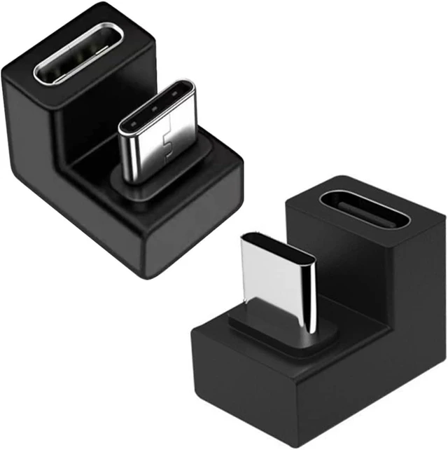 Main image of USB C Adapter 180 Degree U-Shaped (2 Pack) USB-C 3.1 Female to Male Elbow Adapter Angled OTG Adapter Compatible with MacBook iPhone 17/16/15 iPad Switch Galaxy Type-C Phones and More