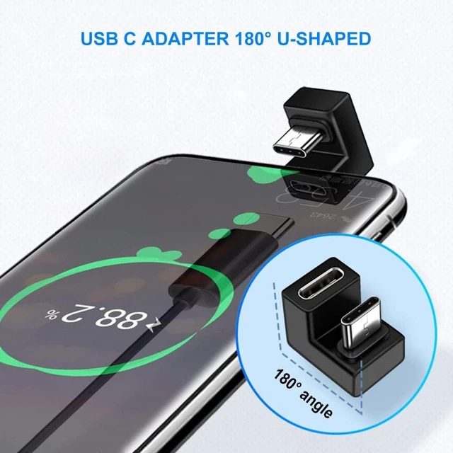 Alt view image 2 of 6 - USB C Adapter 180 Degree U-Shaped (2 Pack) USB-C 3.1 Female to Male Elbow Adapter Angled OTG Adapter Compatible with MacBook iPhone 17/16/15 iPad Switch Galaxy Type-C Phones and More