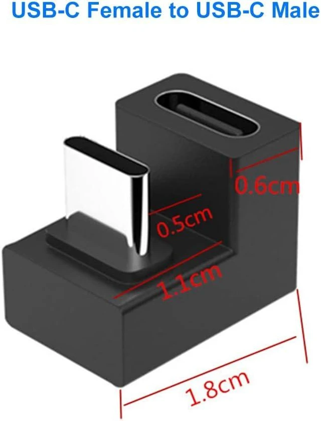 Alt view image 6 of 6 - USB C Adapter 180 Degree U-Shaped (2 Pack) USB-C 3.1 Female to Male Elbow Adapter Angled OTG Adapter Compatible with MacBook iPhone 17/16/15 iPad Switch Galaxy Type-C Phones and More