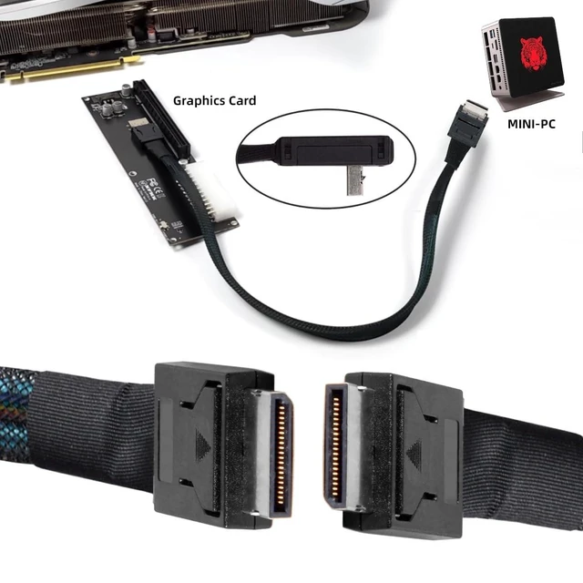 Alt view image 4 of 5 - NGFF OCuLink PCIe 4.0 PCI-Express SFF-8611 4i to OCuLink SFF-8611 Data Active Cable for eGPU SSD External Graphics Card 20cm