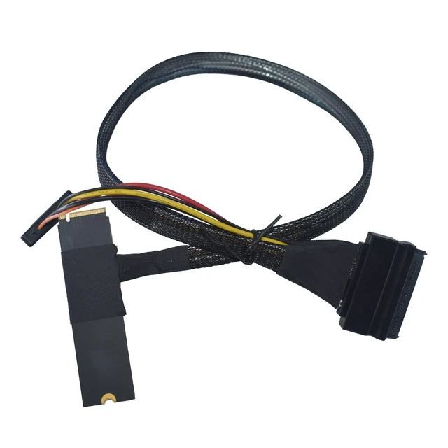 Alt view image 4 of 5 - LetLinkSo PCIe 5.0 M.2 to U.2 Adapter, M.2 to SFF-8639 U.2 NVMe SSD Cable with 15Pin Power, Bottom Side Exit, 1.6ft (50cm)