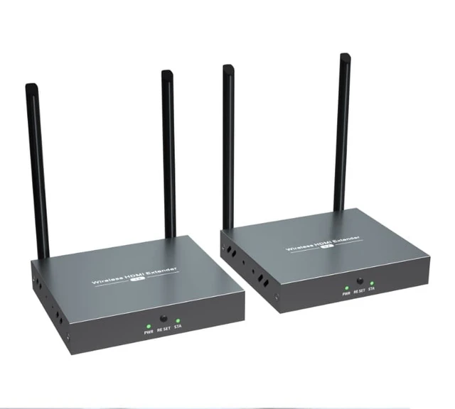 Alt view image 3 of 7 - Up to 656Ft, H.264 Wireless HDMI Video Extender with Local Pass-through 1080P@60Hz HDMI Loop-out Transmitter Receiver Kit 200m Extension with IR remote