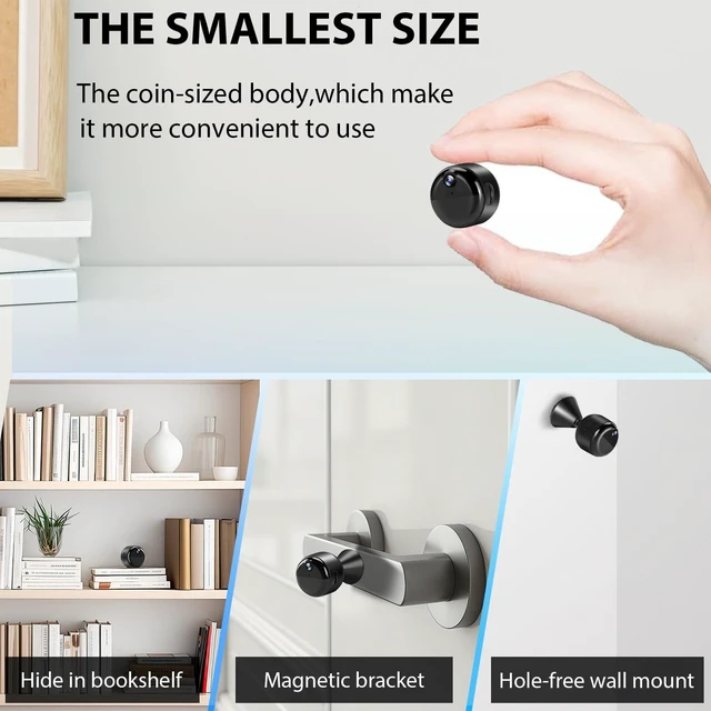Alt view image 8 of 12 - Hidden Camera, 1080P Wireless Mini Camera Indoor Nanny Cam for Home Security, 60-days Battery Life, Auto Night Vision, Motion Detection/Smart Alerts, Live Remote Viewing for Pet/Baby and Home Safety