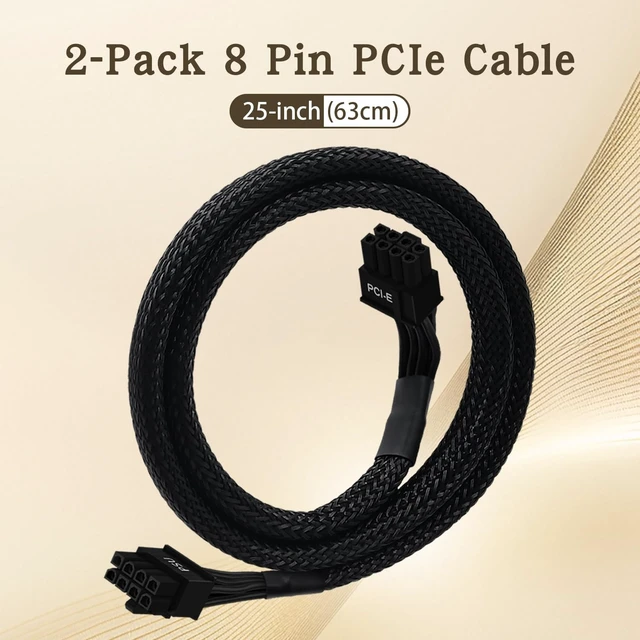Alt view image 13 of 14 - (2-Pack) 8 Pin PCIe Cable for Corsair PSUs, ATX CPU 8 Male to PCIe (6+2) Male Power Adapter Sleeved 25-inch (63cm)