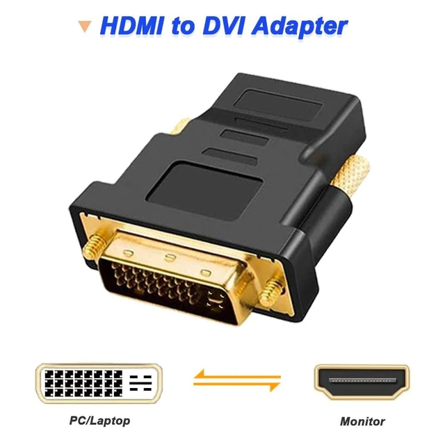 Alt view image 3 of 7 - Gold-Plated HDMI to DVI Adapter Bi-Directional DVI Male (24 + 5) to HDMI Female Converter Adapter for Projector HDTV PC TV for PS3 for PS4 (4 Pack)