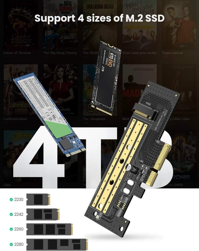 Alt view image 3 of 7 - UGREEN M.2 PCIe NVME or PCIe AHCI SSD to PCIe 3.0 X4 X8 X16 Adapter Card, Support M-Key or M+B Key PCIe NVMe SSD 2280 2260 2242 2230 Size, Include Install Screwdriver and Screws