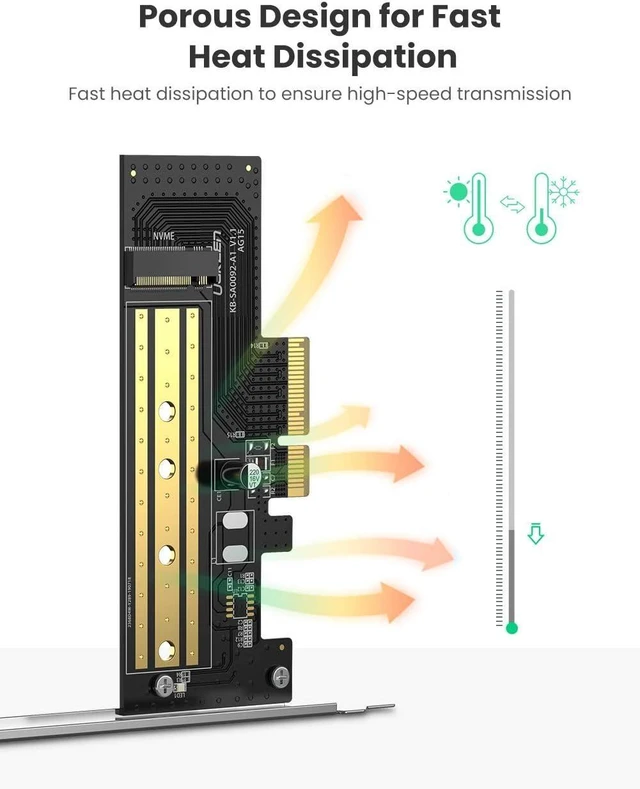 Alt view image 5 of 7 - UGREEN M.2 PCIe NVME or PCIe AHCI SSD to PCIe 3.0 X4 X8 X16 Adapter Card, Support M-Key or M+B Key PCIe NVMe SSD 2280 2260 2242 2230 Size, Include Install Screwdriver and Screws