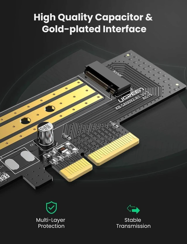 Alt view image 7 of 7 - UGREEN M.2 PCIe NVME or PCIe AHCI SSD to PCIe 3.0 X4 X8 X16 Adapter Card, Support M-Key or M+B Key PCIe NVMe SSD 2280 2260 2242 2230 Size, Include Install Screwdriver and Screws