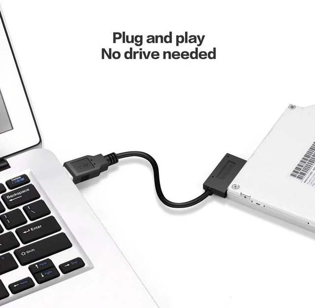 Alt view image 4 of 5 - 2020 PC 35CM 6P 7P CD DVD Rom SATA To USB 2.0 Converter For PC Laptop Notebook Slimline Sata 13 Pin USB Adapter Drive Cable