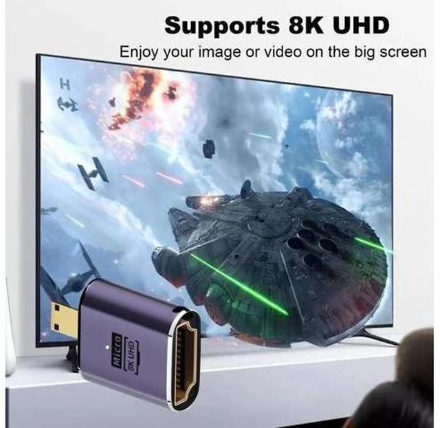 Alt view image 5 of 5 - 2 Pack 8K Micro HDMI Male to HDMI Female Adapter, Micro HDMI to HDMI Converter Connector for Sony A6000 Raspberry Pi 4 GoPro Hero 7 Sport Cameras