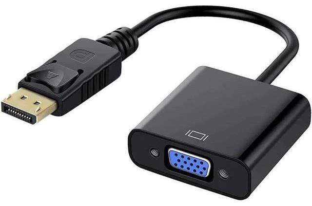 Main image of 1-Pack DP to VGA Adapter, Gold-Plated DisplayPort Male to VGA Female Converter, Black, Compatible with Desktop Laptop PC Monitor Projector HDTV