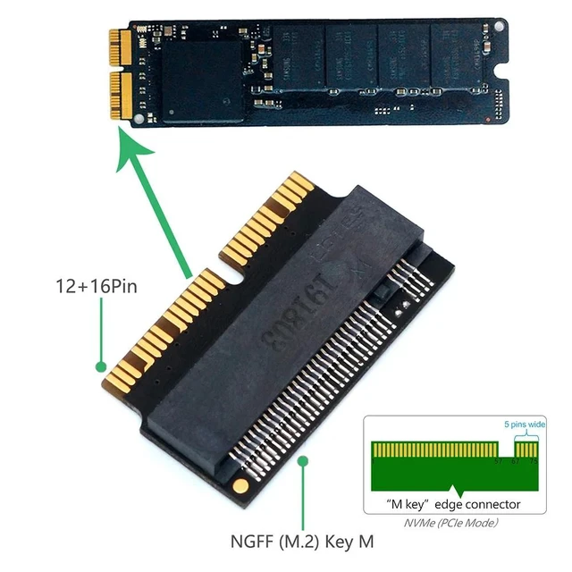 Alt view image 4 of 5 - 12+16 Pin M.2 NVME SSD Convert Adapter NVME/AHCI SSD Upgraded Kit For MacBook Air Pro 2013-2017 A1465 A1466 A1398 A1502