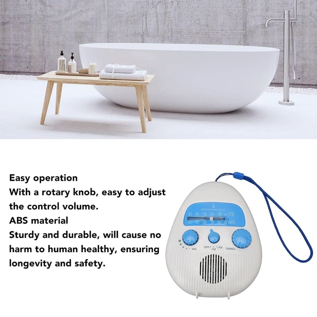 Alt view image 4 of 7 - Shower Radio, AM FM Radio, Portable ABS Bathroom Radio Built in Speaker Battery Operated Shower Radio