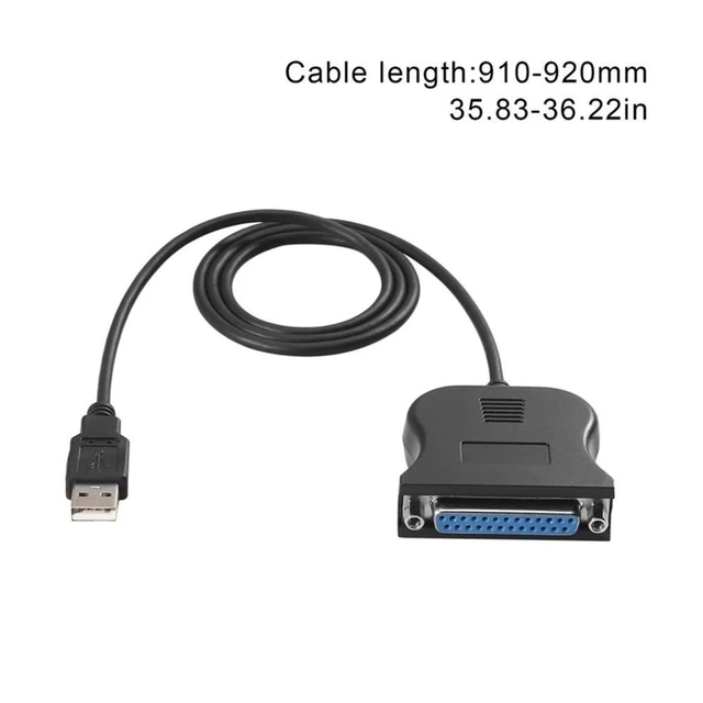 Alt view image 5 of 6 - Black Bi-directional Parallel Interface Communication USB to 25 Pin DB25 Parallel Printer Cable Adapter Cord Converter