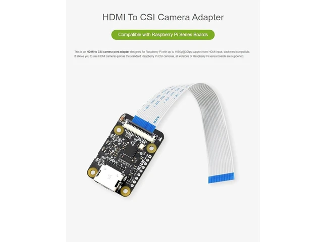 Alt view image 2 of 7 - HDMI to CSI Camera Adapter, Support HDMI Input up to 1080p 30fps Compatible with Raspberry Pi 4B/3B+/3B/Pi Zero/Zero W,Raspberry Pi CSI Cameras