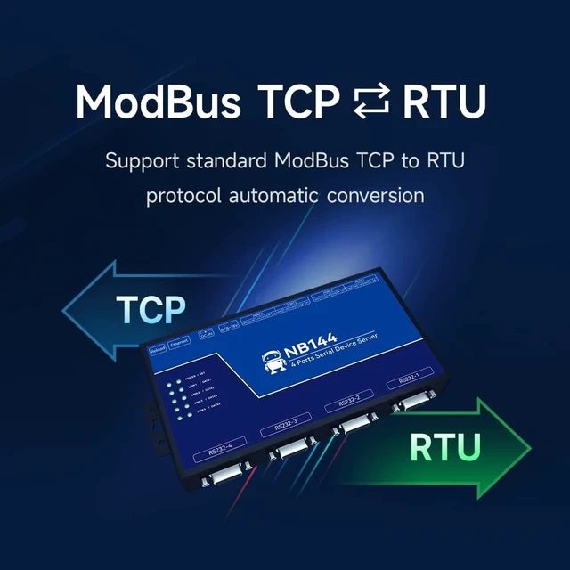 Alt view image 4 of 7 - 4 Channel Serial Server RS485 RS232 RS422 to Ethnernet NB144S TCP UDP MQTT HTTP Modbus TCP- RTU Gateway Watchdog