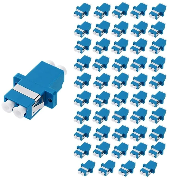 Main image of GwliUni 50Pcs LC-UPC to LC-UPC Couplers, Duplex Fiber Optical Adapters Cable Connectors with Panel Mounting Wing