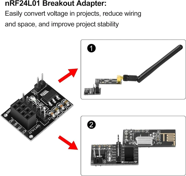 Alt view image 3 of 7 - 3PCS NRF24L01+PA+LNA Module with SMA 2.4 GHz 1100m+3PCS nrf24 8 Pin Socket Breakout Adapters Compatible