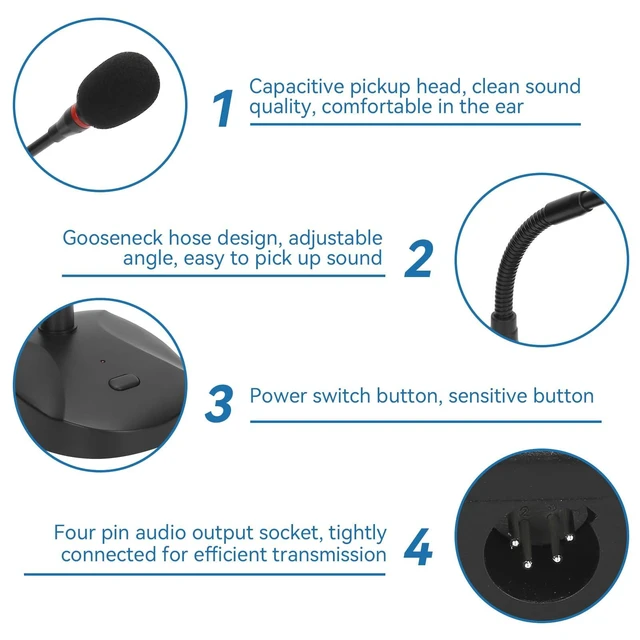 Alt view image 3 of 5 - USB Computer Microphone, Gooseneck Condenser Microphone Wired Microphone Podium Microphones Desktop Paging Mic Corded Voice Mic for Meetings Lectures