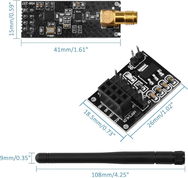 Alt view image 5 of 7 - 3PCS NRF24L01+PA+LNA Module with SMA 2.4 GHz 1100m+3PCS nrf24 8 Pin Socket Breakout Adapters Compatible