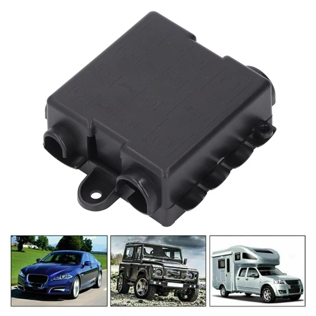 Alt view image 4 of 5 - 5 Way Box 12V 24V Power Distribution Block Holder with 30A 60A 80A 100A 250A Negative Busbar for Automotive