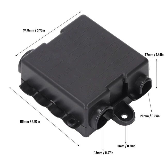 Alt view image 5 of 5 - 5 Way Box 12V 24V Power Distribution Block Holder with 30A 60A 80A 100A 250A Negative Busbar for Automotive
