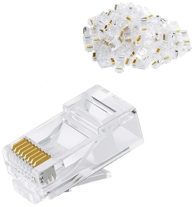 Alt view image 8 of 14 - RJ45 Connectors Crimp Ends 8P8C UTP Network Plug for CAT5E CAT5 CAT6 Stranded Cable Solid Crystal Head, CAT6 / CAT5e RJ45 Connector, Ethernet Cable Crimp Connectors (50/Pack)