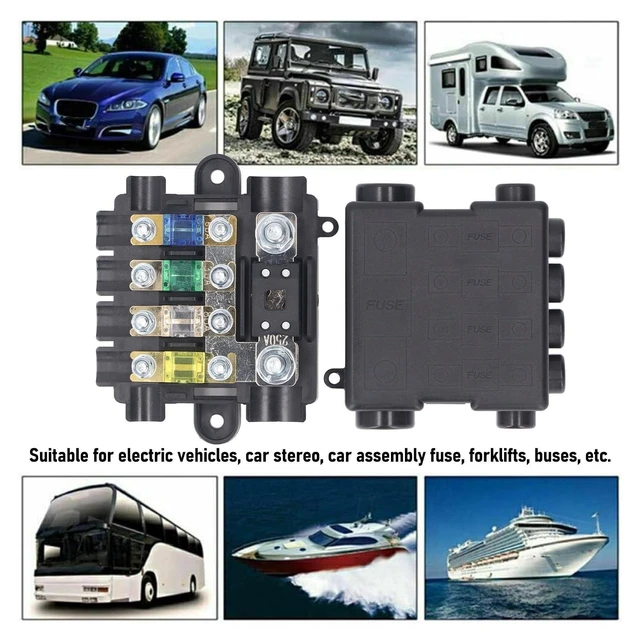 Alt view image 3 of 5 - 5 Way Box 12V 24V Power Distribution Block Holder with 30A 60A 80A 100A 250A Negative Busbar for Automotive