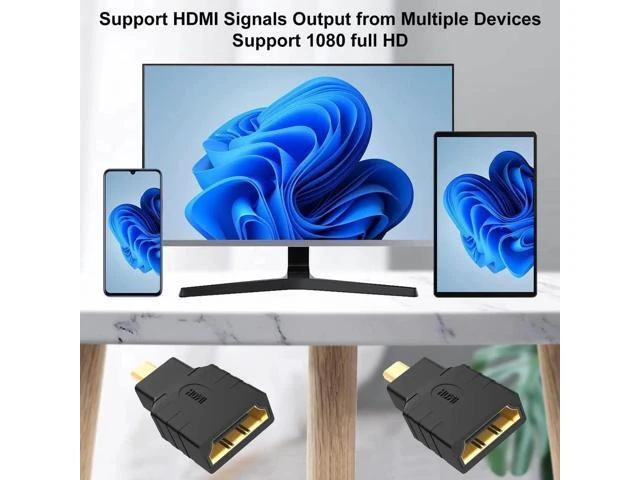 Alt view image 6 of 6 - 2 Pack Gold-Plated Micro HDMI Male to HDMI Female Adapter, 4K 3D ARC Ethernet Supported Micro HDMI to HDMI Converter for Camera Laptop Smartphone