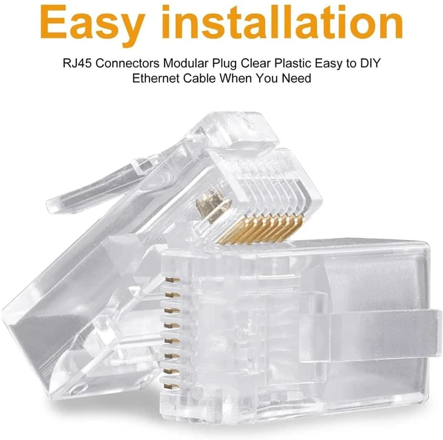 Alt view image 13 of 14 - RJ45 Connectors Crimp Ends 8P8C UTP Network Plug for CAT5E CAT5 CAT6 Stranded Cable Solid Crystal Head, CAT6 / CAT5e RJ45 Connector, Ethernet Cable Crimp Connectors (50/Pack)