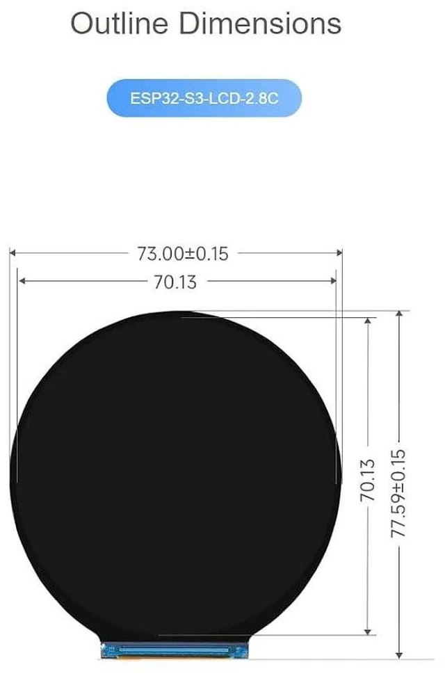 Alt view image 7 of 7 - ESP32-S3 2.8inch Round Display Development Board,480×480 Resolution 2.8I2C LCD RGB Display Supports GPIO, UART and I2C Interfaces,Supports WiFi & Bluetooth